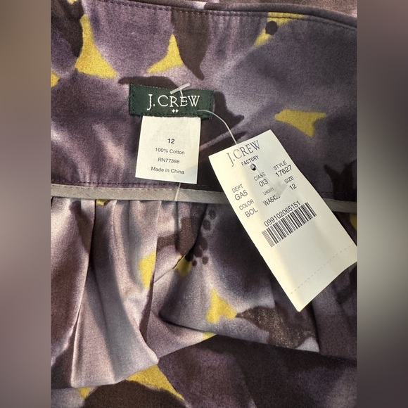 New J.CREW Belle Skirt Burnished Olive Green Purple Primrose Floral Print NWT - Picture 8 of 9